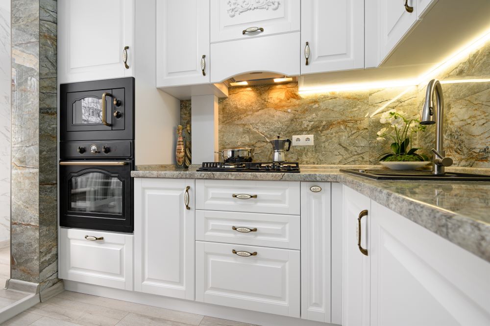 Image showing a kitchen with white cabinets